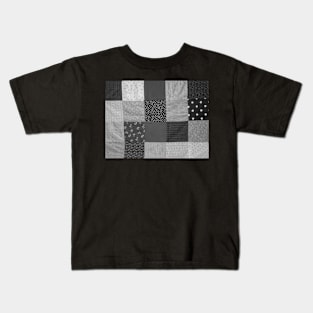 fabric squares of black and white patchwork Kids T-Shirt